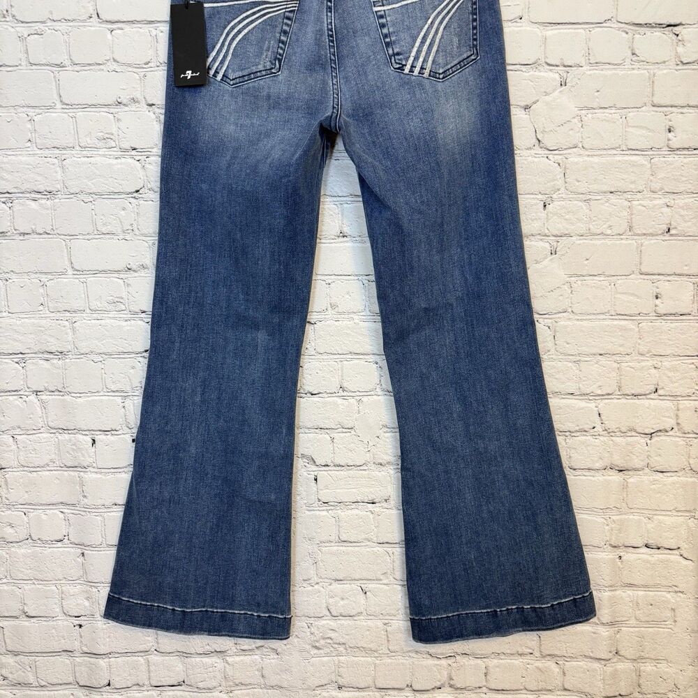 7 For All Mankind DOJO Slim Illusion Flare Jeans Mid Rise Pond Blue Women's 30 - Picture 4 of 15